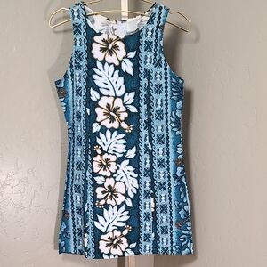 Vintage Hawaiian Dress 100% Cotton Floral Hibiscus Made in Hawaii XS/S